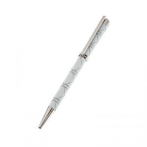 Dior White Composite Engraved Silver Tone Ballpoint Pen