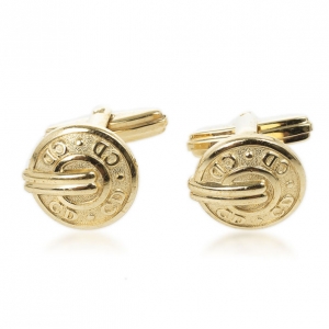 Christian Dior Logo Gold Plated Round Cufflinks