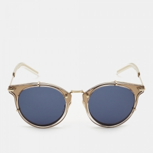 Pre Owned Dior Homme Blue/Gold Dior0196 Round Sunglasses