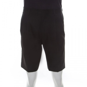 Dior Black Wool Logo Panel Detail Shorts S