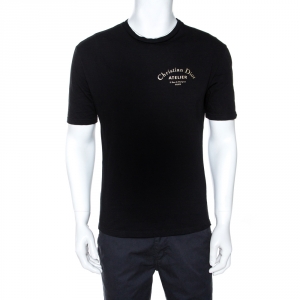 Dior Black Logo Print Cotton Crew Neck T-Shirt S
