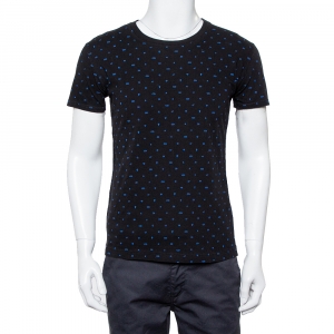 Dior Homme Midnight Blue Logo Printed Cotton Crewneck T-Shirt XS