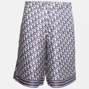 Dior Blue Oblique Pixel Printed Silk Shorts XXL