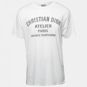 Dior White Jersey Atelier Print Crew Neck T-Shirt L