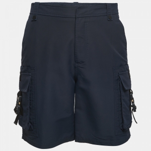 Dior Homme Navy Blue Nylon Blend Buckle Detailed Shorts S