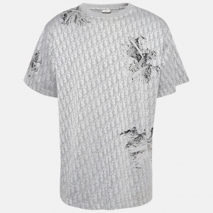 Dior X Daniel Arsham Grey Oblique Jacquard Knit T-Shirt XXXL