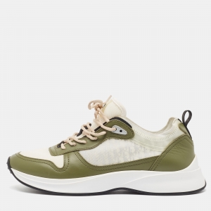Dior Green/White Mesh and Leather Homme Low Top Sneakers Size 44