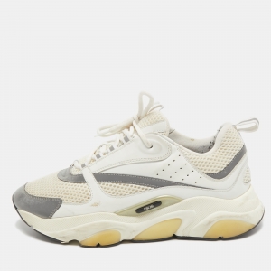 Dior White/Grey Mesh and Leather B22 Sneakers Size 43.5