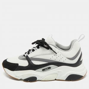 Dior White/Black Mesh and Leather B22 Sneakers Size 43.5 
