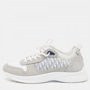 Dior Grey Oblique Mesh and Suede B25 Low Top Sneakers Size 41
