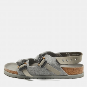 Dior X Birkenstock Grey Wool Slingback Sandals Size 41 