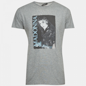 مملوكة مسبقًا Dolce & Gabbana Grey Madonna Graphic Jersey T-Shirt M