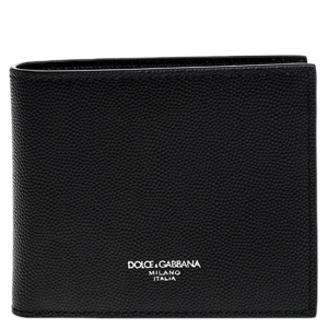 Pre Owned Dolce & Gabbana Black Leather Bifold Wallet