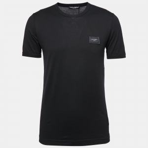 Pre Owned Dolce & Gabbana Black Cotton Crew Neck T-Shirt S 