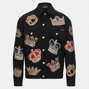 Dolce & Gabbana Black Embroidered Denim Jacket XS (IT 44)