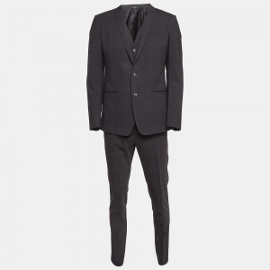 Dolce & Gabbana Black Plaid Wool 3 Pc Suit M