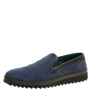 Dolce and Gabbana Blue Nubuck Mondello Slip On Sneakers Size 43