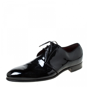 Pre Owned Dolce and Gabbana Black Patent Leather Derby Size 43