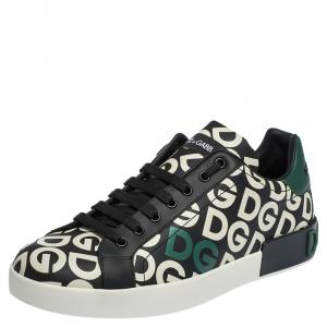 Dolce & Gabbana Multicolor DG Mania Print Leather Low-Top Sneakers Size 44