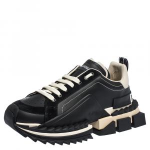 مملوكة مسبقًا Dolce & Gabbana Black Two-Tone Leather Super King Platform Sneakers Size 43