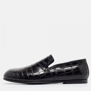 Dolce & Gabbana Black Crocodile Smoking Slippers Size 41