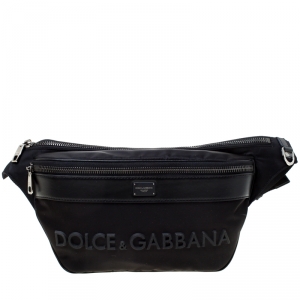 Dolce and Gabbana Black Nylon and Leather Belt Bag