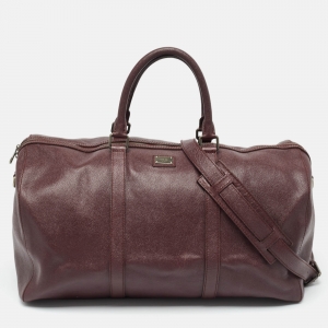 Dolce and Gabbana Dark Burgundy Leather Duffle Bag