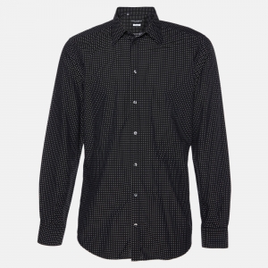 Pre Owned Dolce & Gabbana Black Polka Dot Jacquard Cotton David Shirt XL