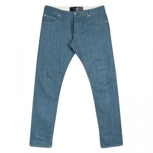 Pre Owned Dolce and Gabbana 14 Gold Blue Straight Fit Denim Jeans XL