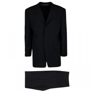 Dolce & Gabbana Black Wool Velcro Closure Detail Regular Fit Suit XXL