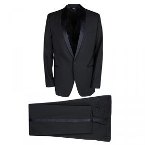 Dolce and Gabbana Black Wool Blend Satin Trim Tuxedo Suit M
