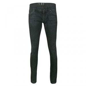 Pre Owned Dolce and Gabbana 14 Gold Black Faded Effect Denim Straight Fit Jeans S
