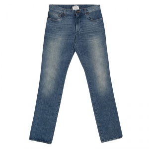 Pre Owned Dolce and Gabbana 16 Blue Faded Effect Denim Distressed Jeans S