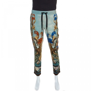 Dolce & Gabbana Multicolor Printed Wool Drawstring Pants M