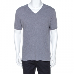 Pre Owned Dolce & Gabbana Grey Cotton V Neck T-Shirt XL