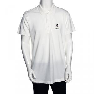 Pre Owned تي شيرت بولو دولتشي آند غابانا قطن أبيض بيكيه ديزني مقاس كبير جدًا جدًا (إكس إكس لارج)