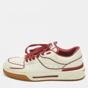 Dolce & Gabbana Beige/Red Leather New Roma Sneakers Size 41