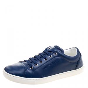 Dolce And Gabanna Blue Leather Low Top Sneakers Size 40