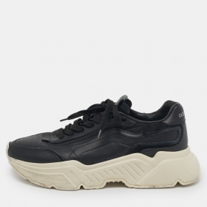 مملوكة مسبقًا حذاء رياضي دولتشي أند غابانا جلد أسود داي ماستر بأربطة مقاس 40.5