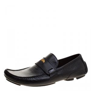 Dolce and Gabbana Black Leather Coin Detail Loafers Size 41.5
