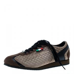 Dolce and Gabbana Tri Color Suede and Velvet Lace Up Sneakers Size 40