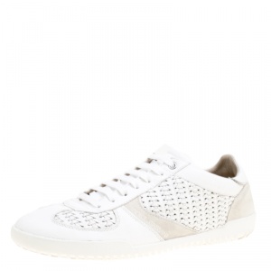 مملوكة مسبقًا حذاء رياضي دولتشي أند غابانا سويدي وجلد مضفر أبيض مقاس 42.5