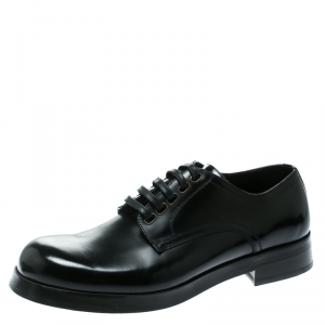 Dolce and Gabbana Black Leather San Pietro Lace Up Derby Size 40