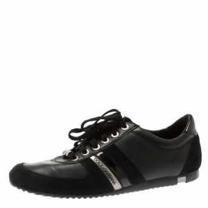 Pre Owned Dolce And Gabbana Black Suede & Leather Low Top Sneakers Size 43