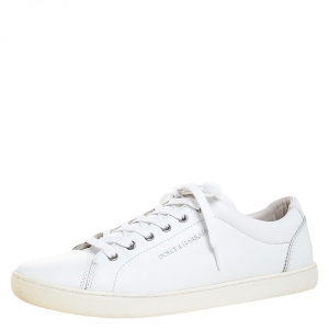 Pre Owned Dolce and Gabbana White Leather Low Top Sneakers Size 43