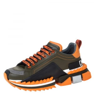 Dolce & Gabbana Multicolor Leather And Rubber Super King Lace Up Sneakers Size 42