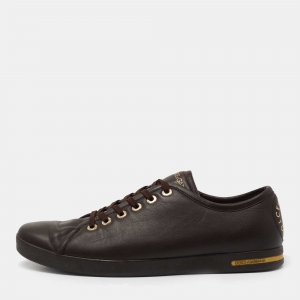 Dolce & Gabbana Dark Brown Leather Lace Up  Sneakers Size 44 