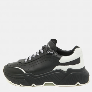 مملوكة مسبقًا Dolce & Gabbana Black/White Leather Daymaster Low Top Sneakers Size 40