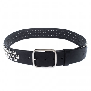 Dsquared2 Black Leather Studded Belt 105CM