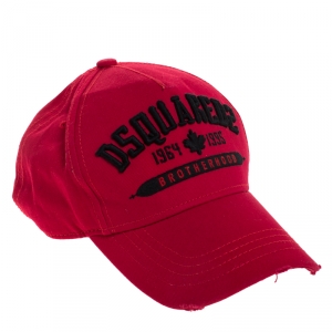 Dsquared2 Red Logo Embroidered Distressed Baseball Cap ( One Size )
